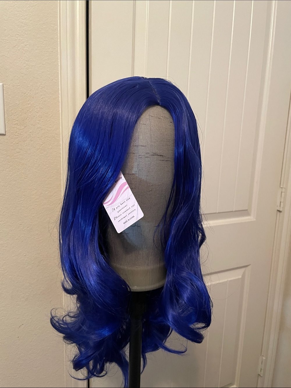 Deep Blue Long Synthetic Wig with Natural Shine with Lashes